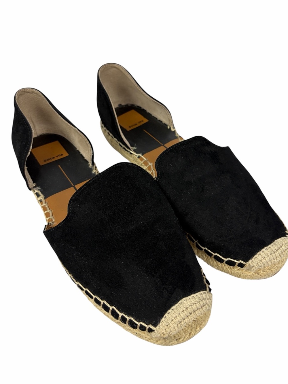 Dolce Vita Carra Black Faux Suede Espadrille Flats Size 9